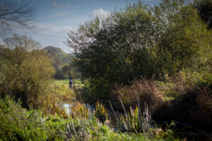 View along the River Allen with fisherman in background distance